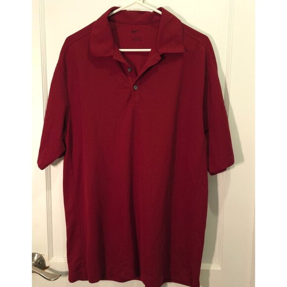 Nike Dri-Fit Red Polo Shirt Men's Large Golf Athletic Casual Top - Picture 1 of 7